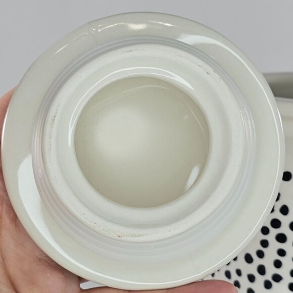 Thyme & Table Polka Dot Stoneware Jar With Lid Dishwasher Safe 5.5" Black & Whit - Picture 8 of 10